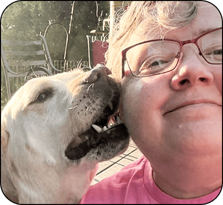 Marley giving me some love in the warm afternoon sunshine.
